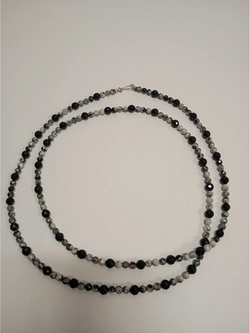 925 Sterling Silver Jay King Desert Rose Necklace Black Onyx & Zebra Agate 48